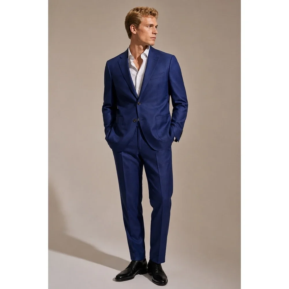 Ermenegildo Zegna Trofeo 600 Luxury Wool Silk Blue‎ Suit Mens Sartorial Italy